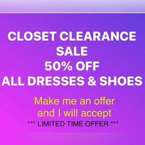 🔥 CLEARANCE SALE - 50% OFF ALL DRESSES AND SHOES and JUMPSUITS - LIMITED TIME